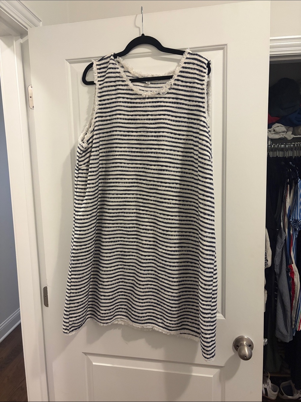 Cute Nautical white & navy shift dress
